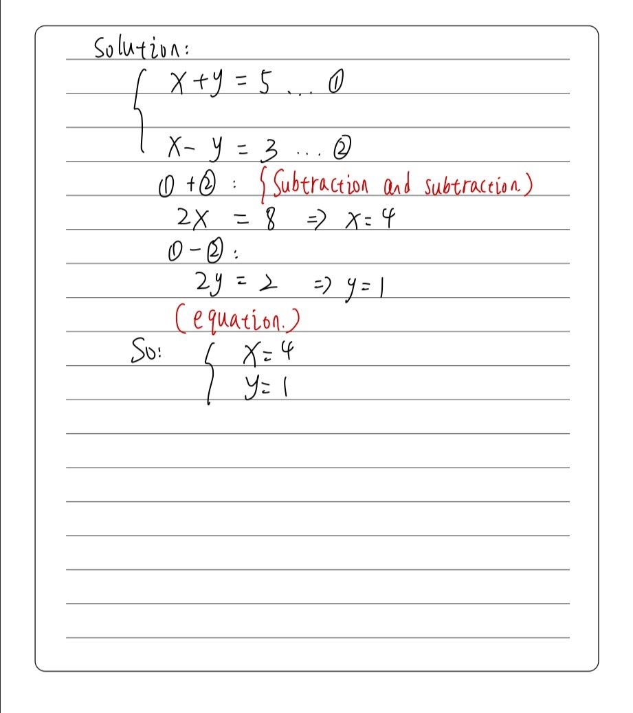 Solve X And Y By Substitulion A X Y 5 X Y 3 Gauthmath
