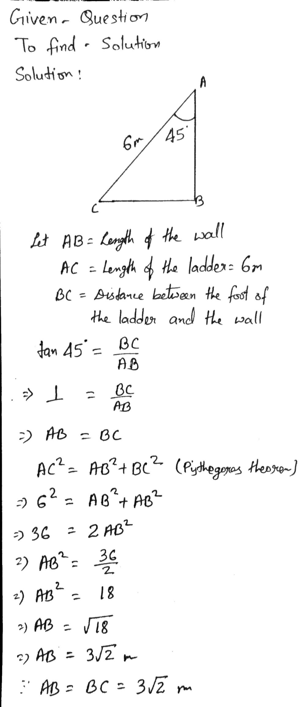 Solve The Problem A 6 Meter Long Ladder Is Leanin Gauthmath