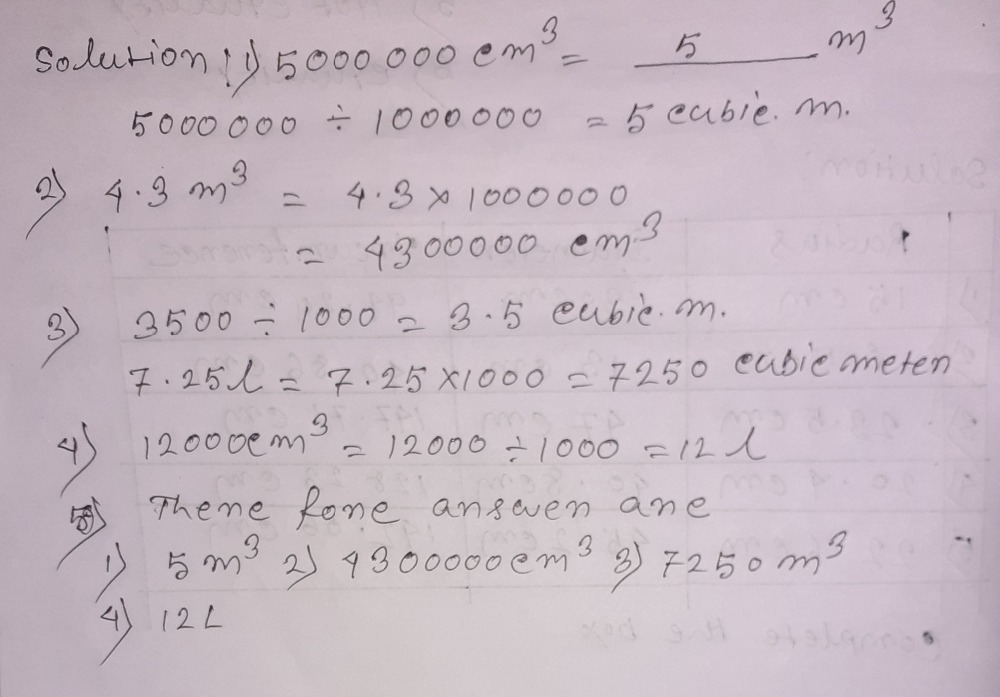 5 000 000 Cm3 M3 5 000 000 1 000 000 5 Cubic Gauthmath