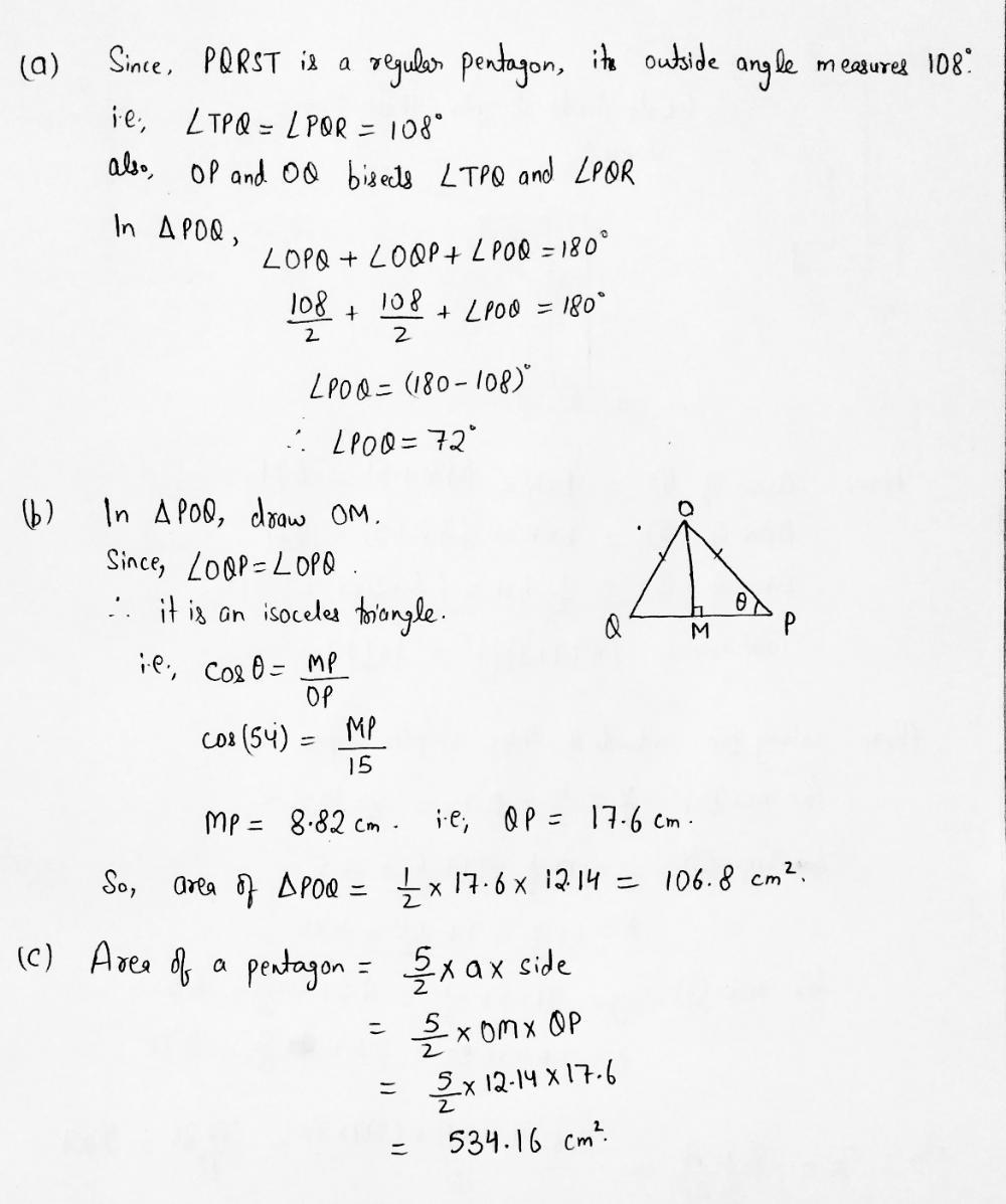 Solved: The diagram below shows a regular pentagon inscribed in a ...
