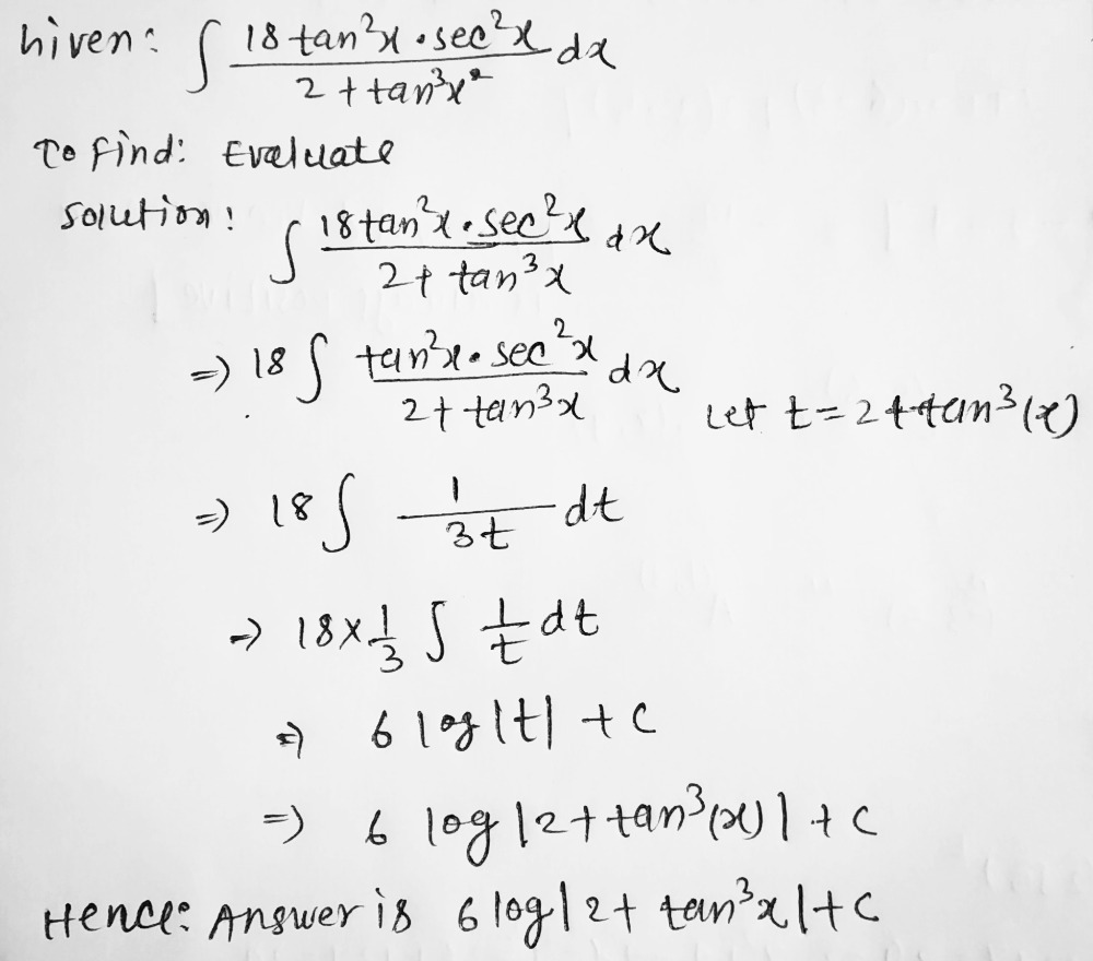 T Frac 18tan 2x Sec 2x2 Tan 3x Dx Gauthmath