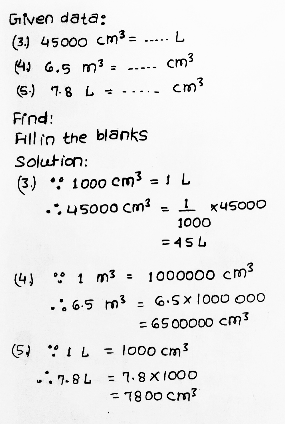 Blank 3 45 000 Cm3 Underline L 1000 Cm3 1 L 45 00 Gauthmath