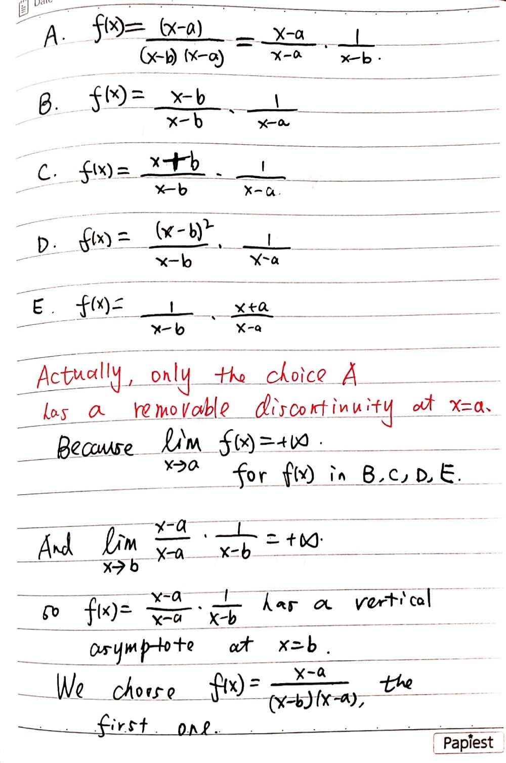 Suppose That A Rational Function Has A Removable D Gauthmath