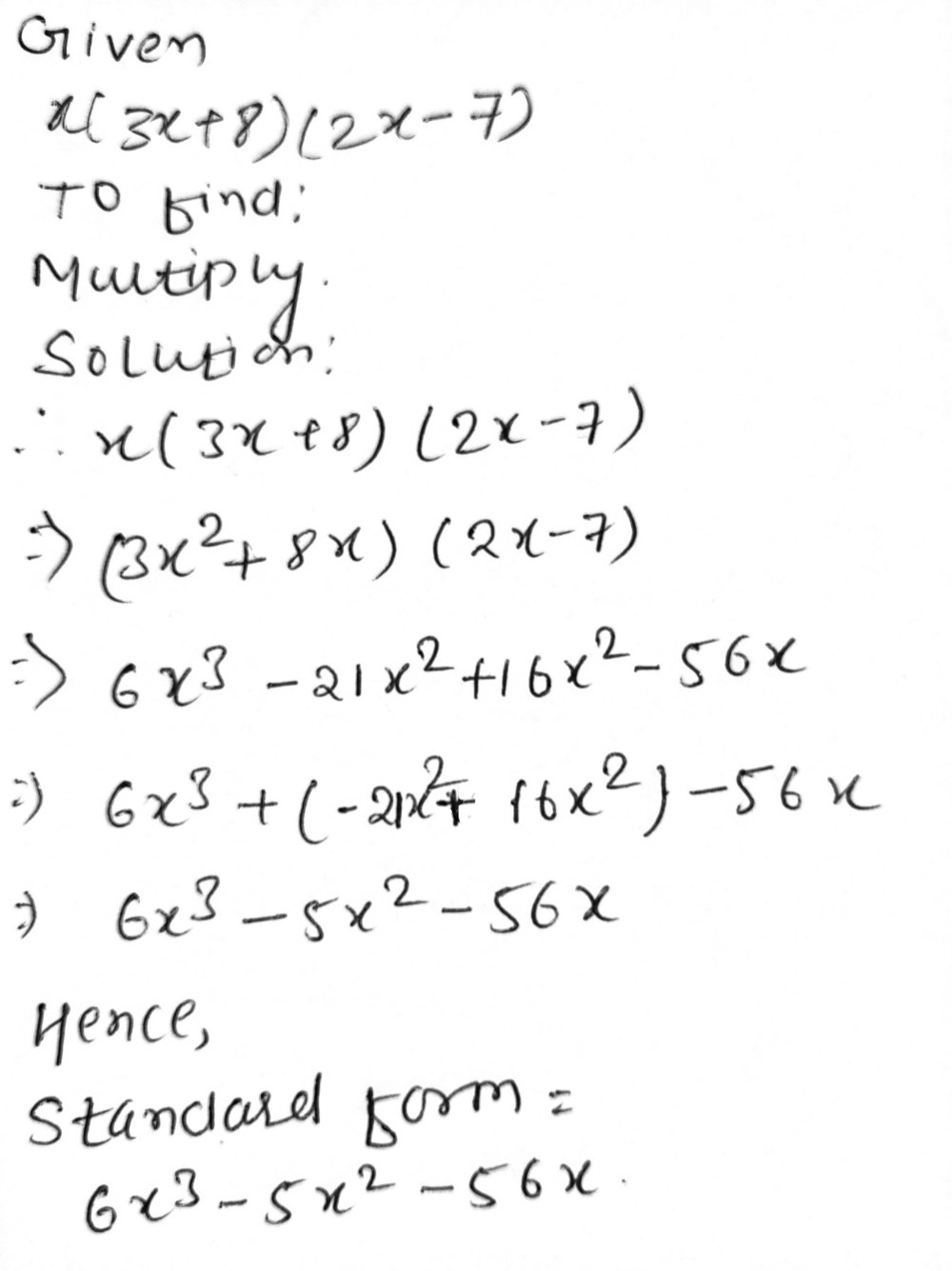 23. Multiply. Write the expression in standard form - Gauthmath