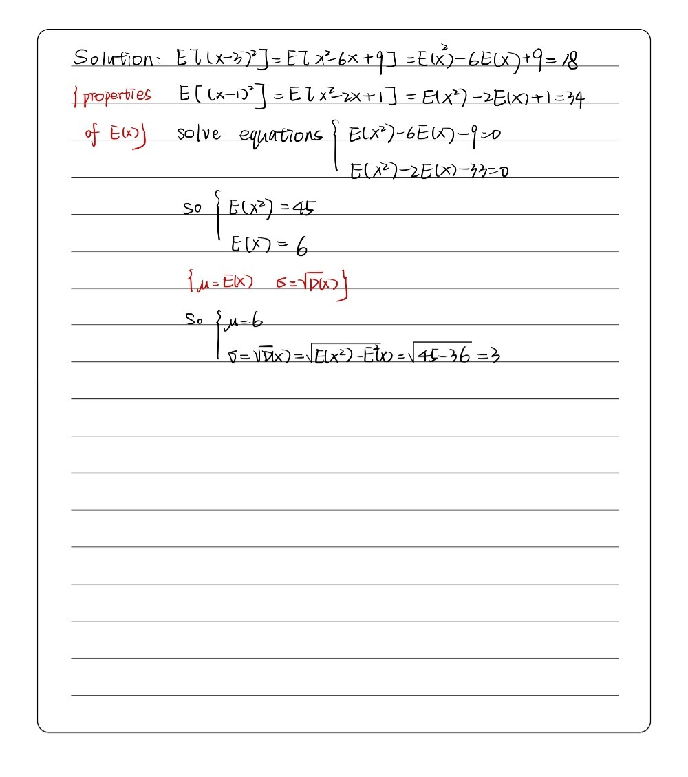 If A Randon Variable X Is Defined Such That E X 3 Gauthmath