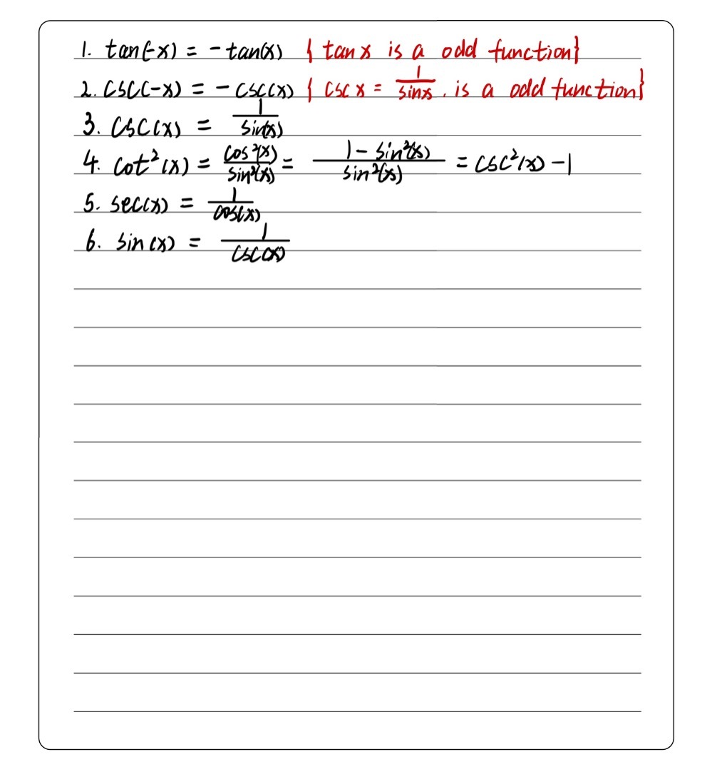 E 1 Tan X C 2 Csc X 3 Csc X A 4 Cot 2x 5 Se Gauthmath