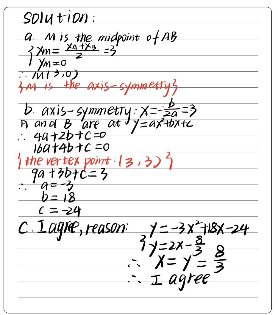 In The Figure The Graph Of Y Ax2 Bx C Cuts The X Gauthmath