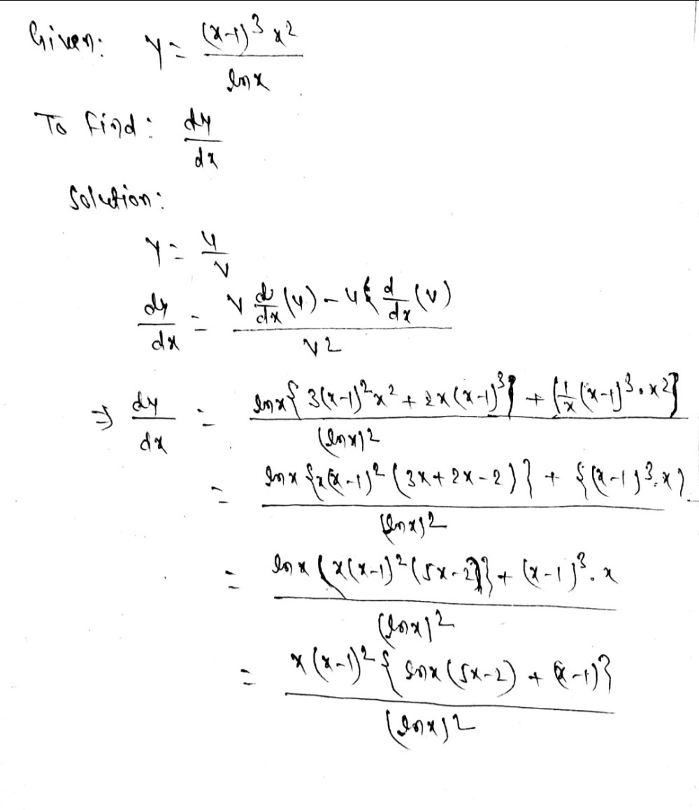 Find Dy Dx If Y Frac X 13x2ln X Gauthmath