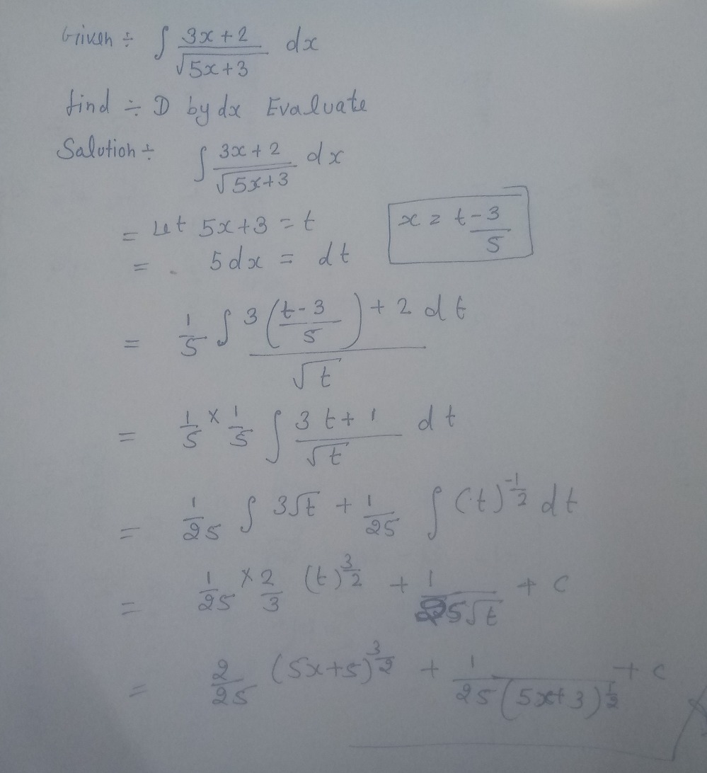 Xii T Frac 3x 2 Square Root Of 5x 3dx T U 2 Gauthmath