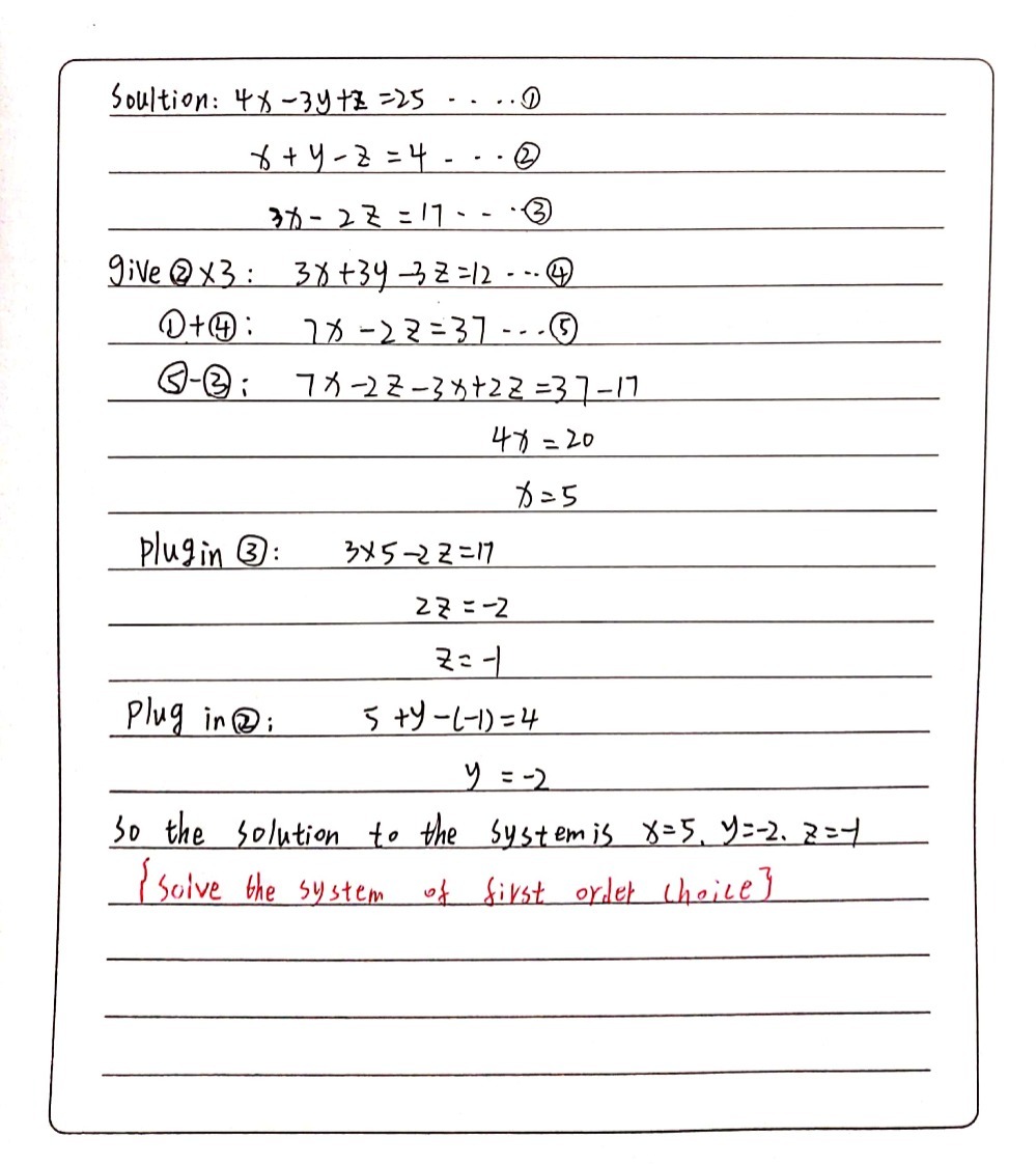 Solve The Following System Of Linear Equations Beg Gauthmath