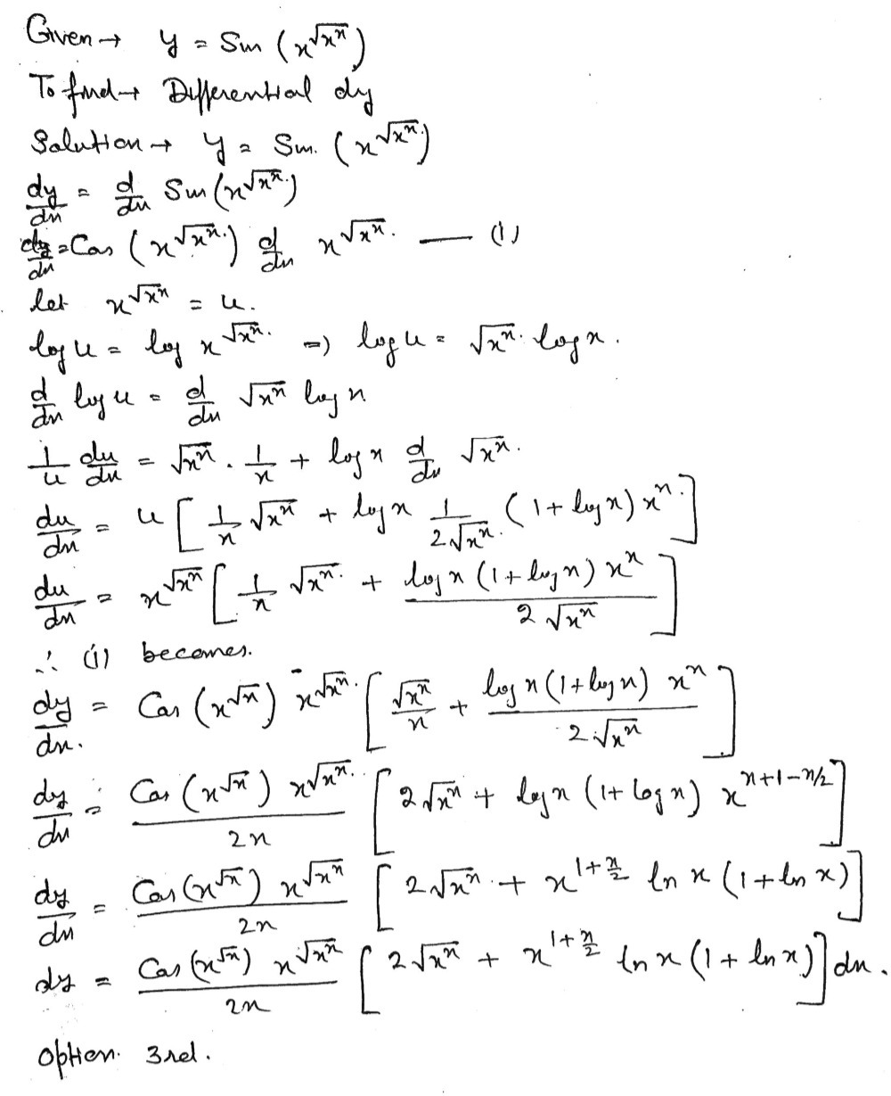 Find The Differential Dy Y Sin X Square Root Of Gauthmath