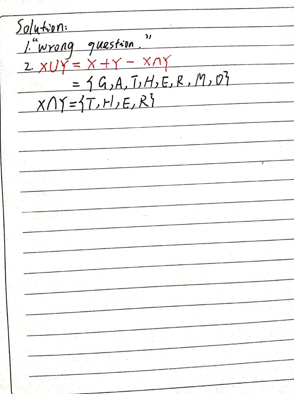 Activity Find The Union And Intersection Of The F Gauthmath