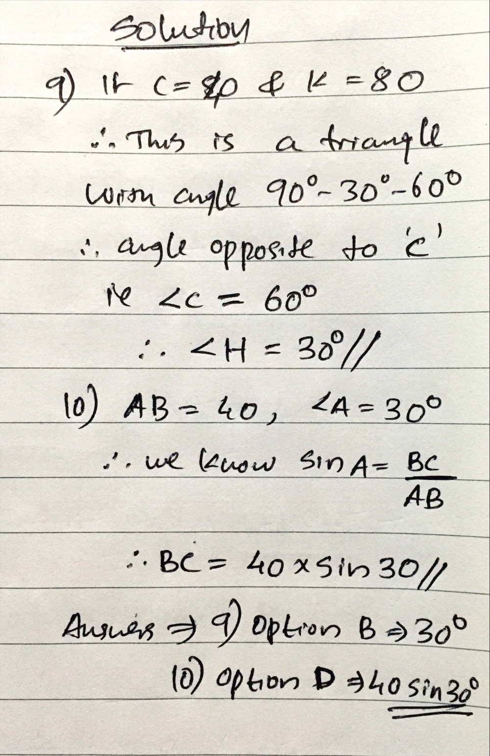9. Refer to the figure below. If c=40 and k=80 , w - Gauthmath