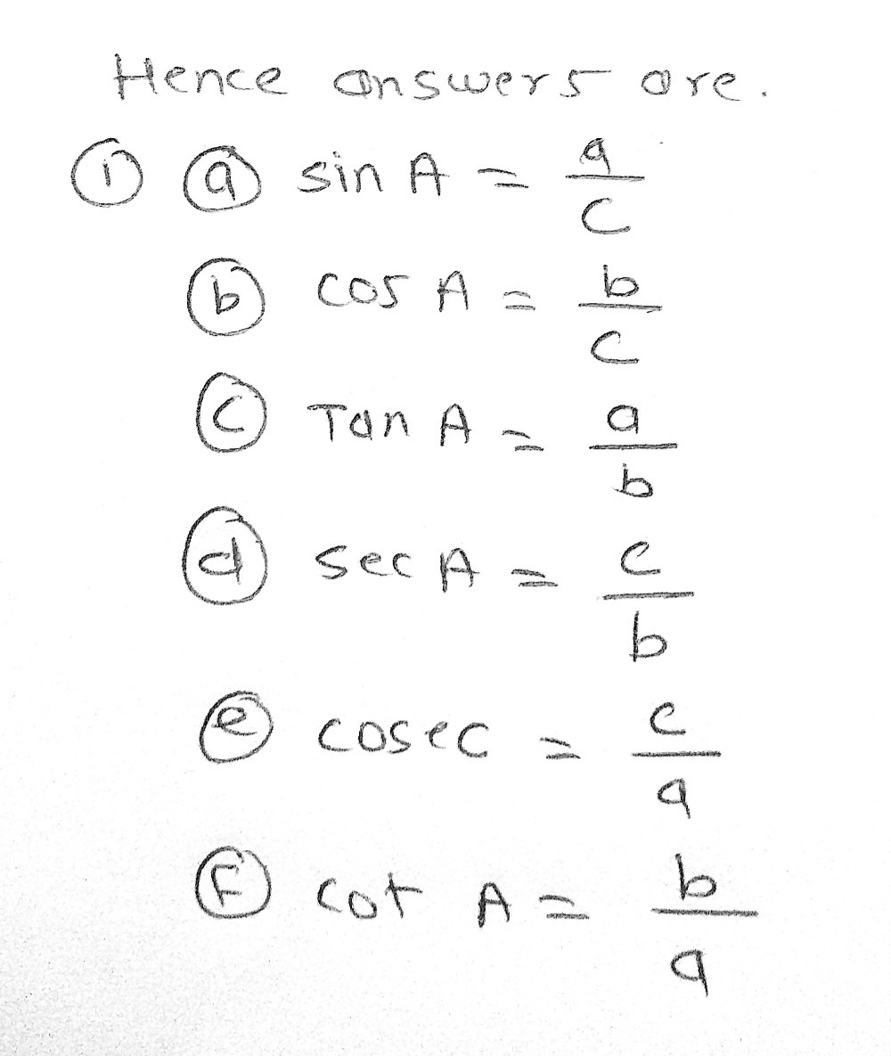 Solved: ons: Determine the six trigonometric ratios/functions in each ...