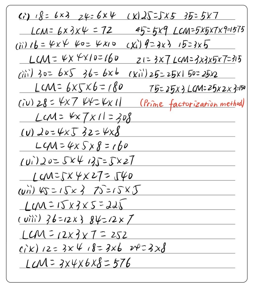 Find The Lcm Of The Following Numbers By Pri Gauthmath