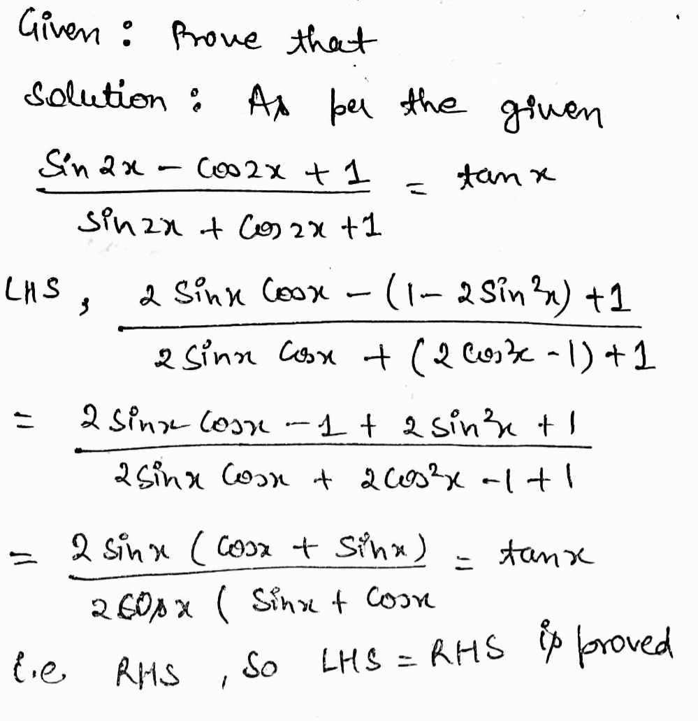 Prove That 63 1 Frac Sin 2x Cos 2x 1sin 2x Cos Gauthmath