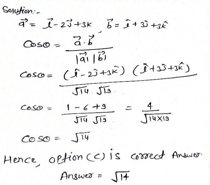 The Cosine Of The Angle Between The Vectors Wideha Gauthmath
