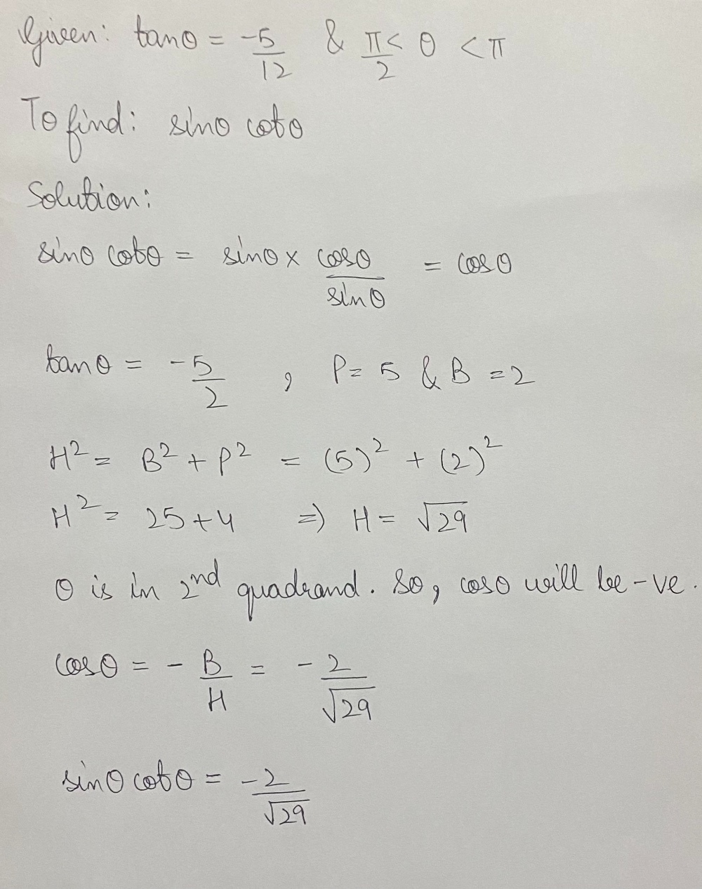 Given Tan 8 5 12 And Frac P 2 8 P Gauthmath