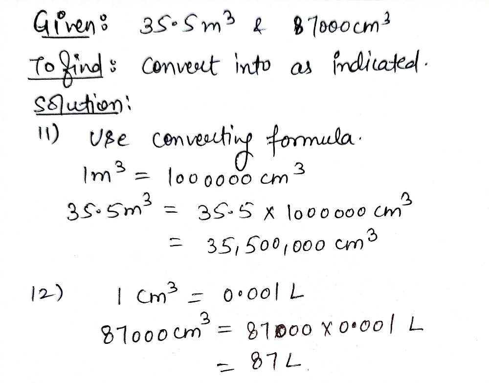 C Convert The Following Cubic Units As Indicated Gauthmath