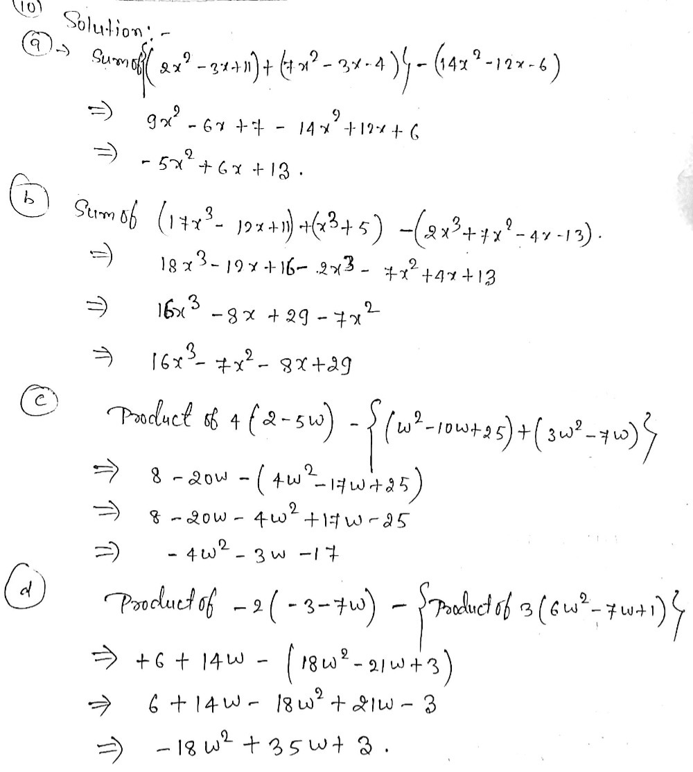 10 Subtract A 14x2 12x 6 From The Sum Of 2x2 3x 1 Gauthmath