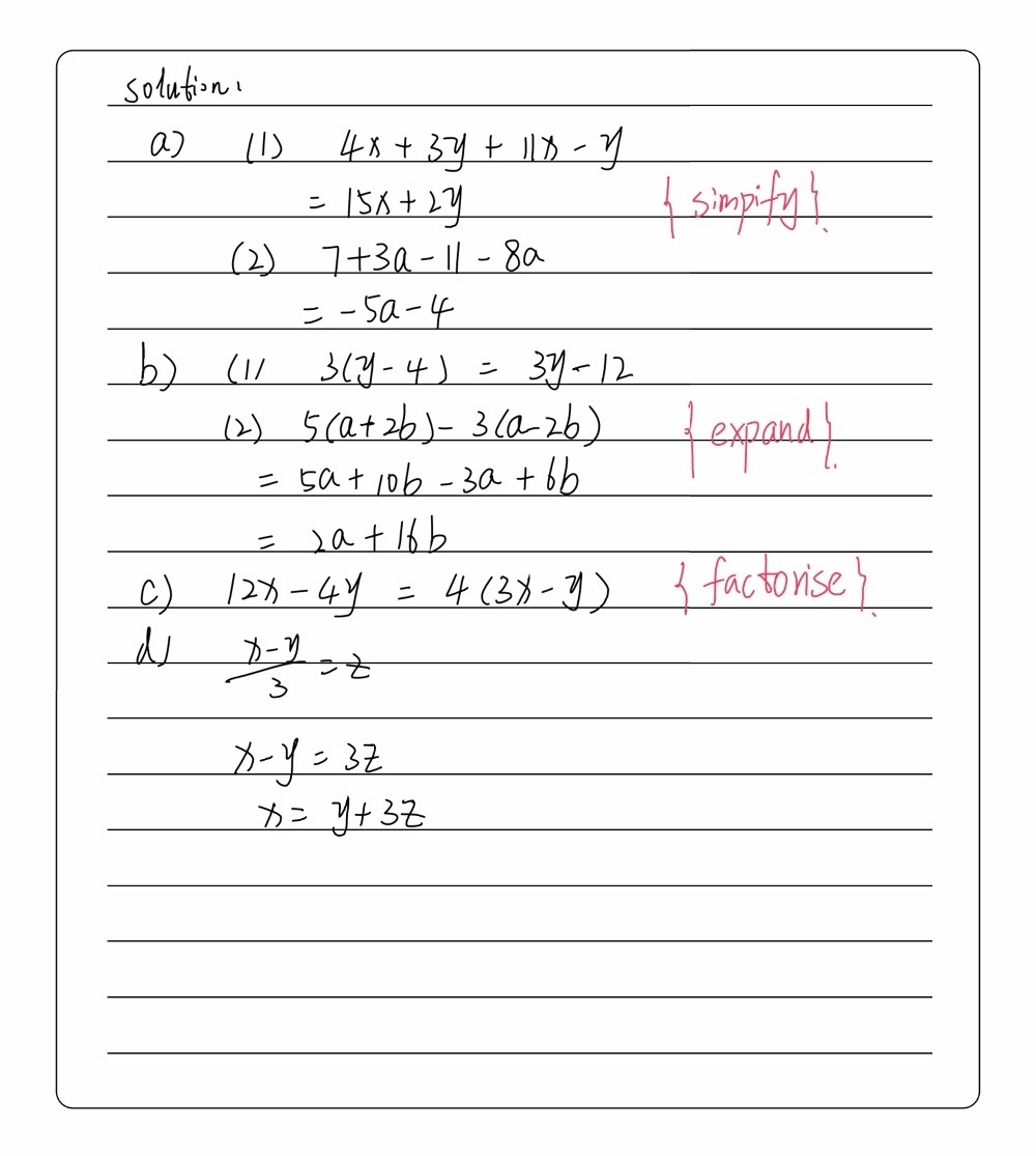 2 A Simplify By Collecting Like Terms 1 4x 3 Gauthmath