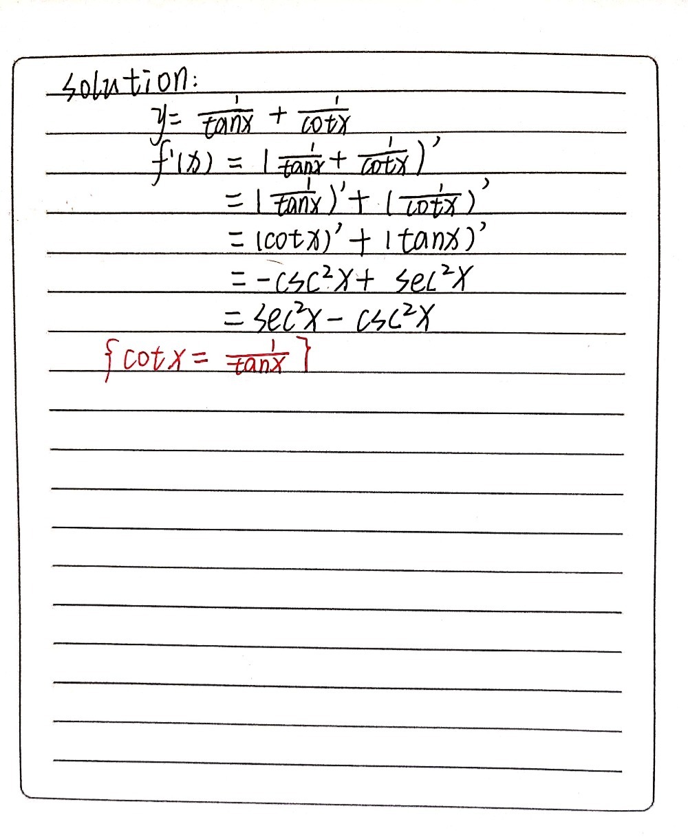 If Y Frac 1tan X Frac 1cot X Then F X Is Csc 2x Gauthmath