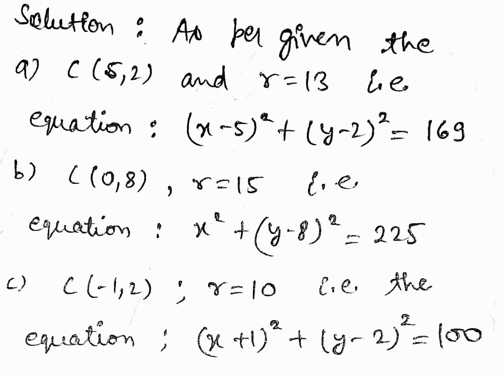 Match The Equation Of The Circle With The Given Ce Gauthmath