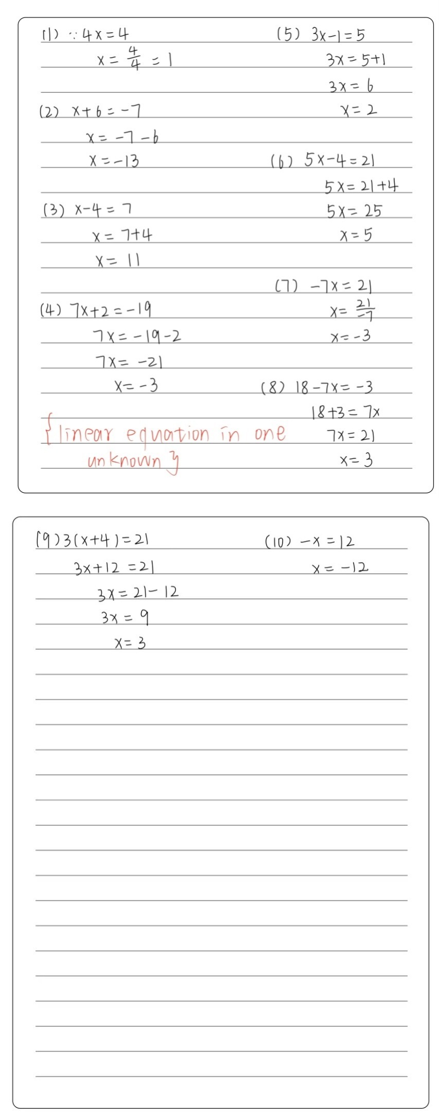 Linear Equations In One Variable Solve Each Of The Gauthmath