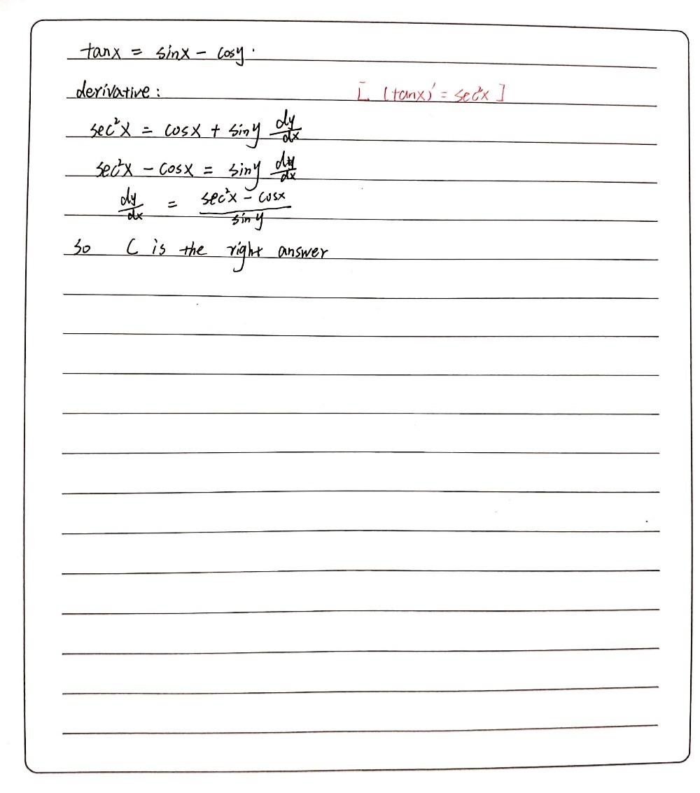10 What Is The Derivative Of Tan X Sin X Cos Y Gauthmath 10 What Is The Derivative Of Tan X Sin X Cos Y Gauthmath