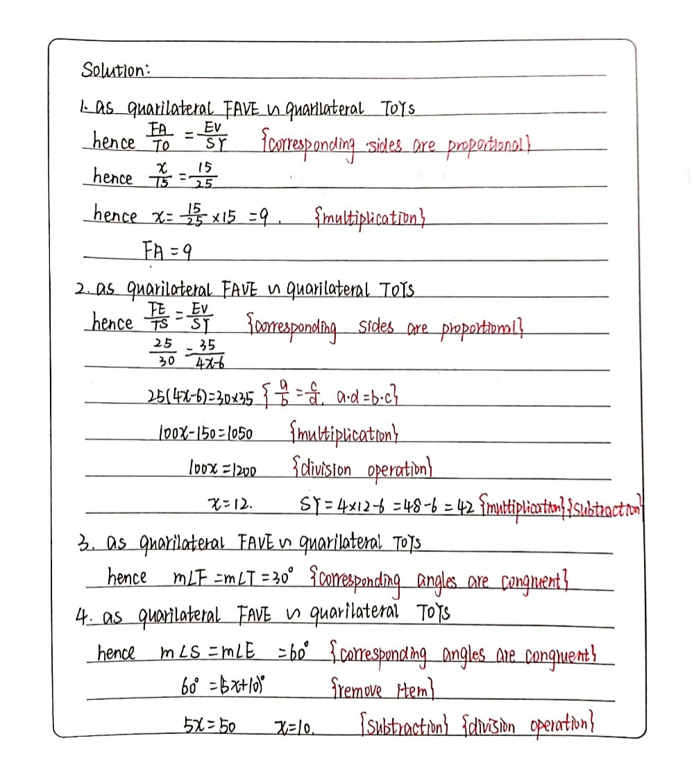 A Given That Quadrilateral Fave Quadrilateral Gauthmath