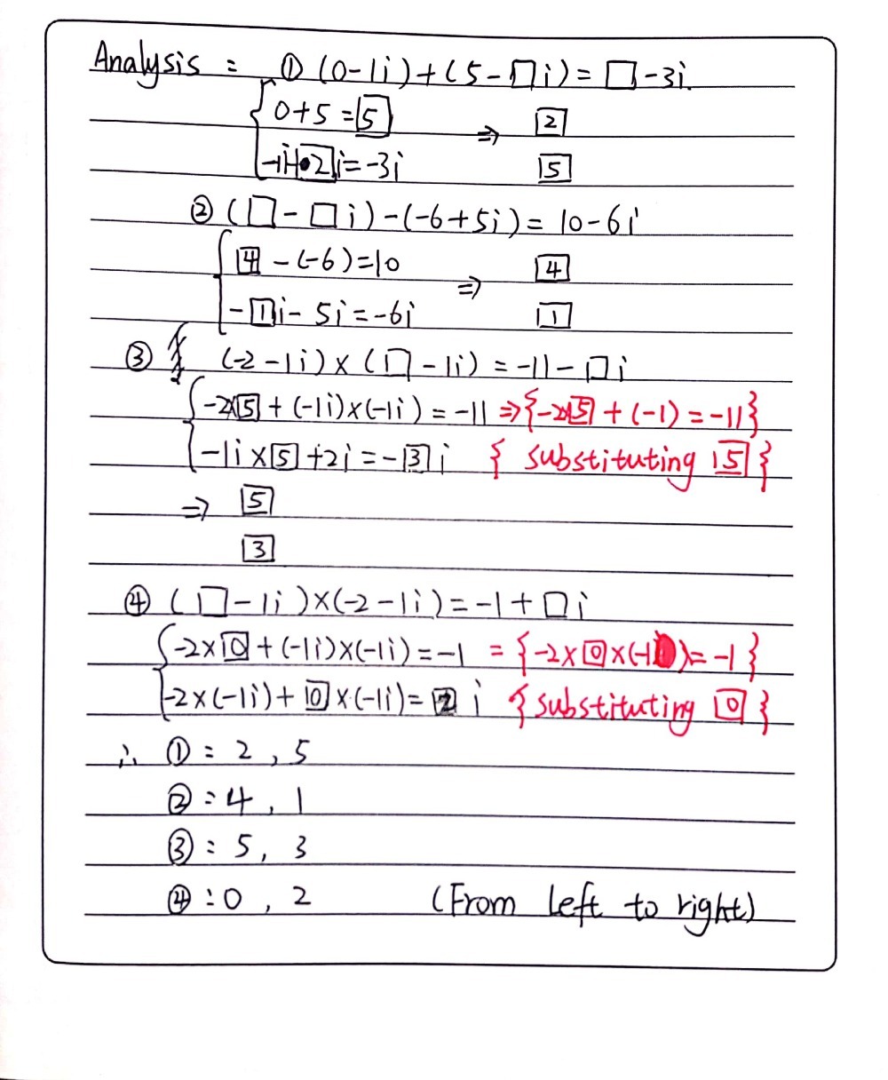 0 1i 5 Square I Square 3i Square I 6 5i 10 6i Gauthmath