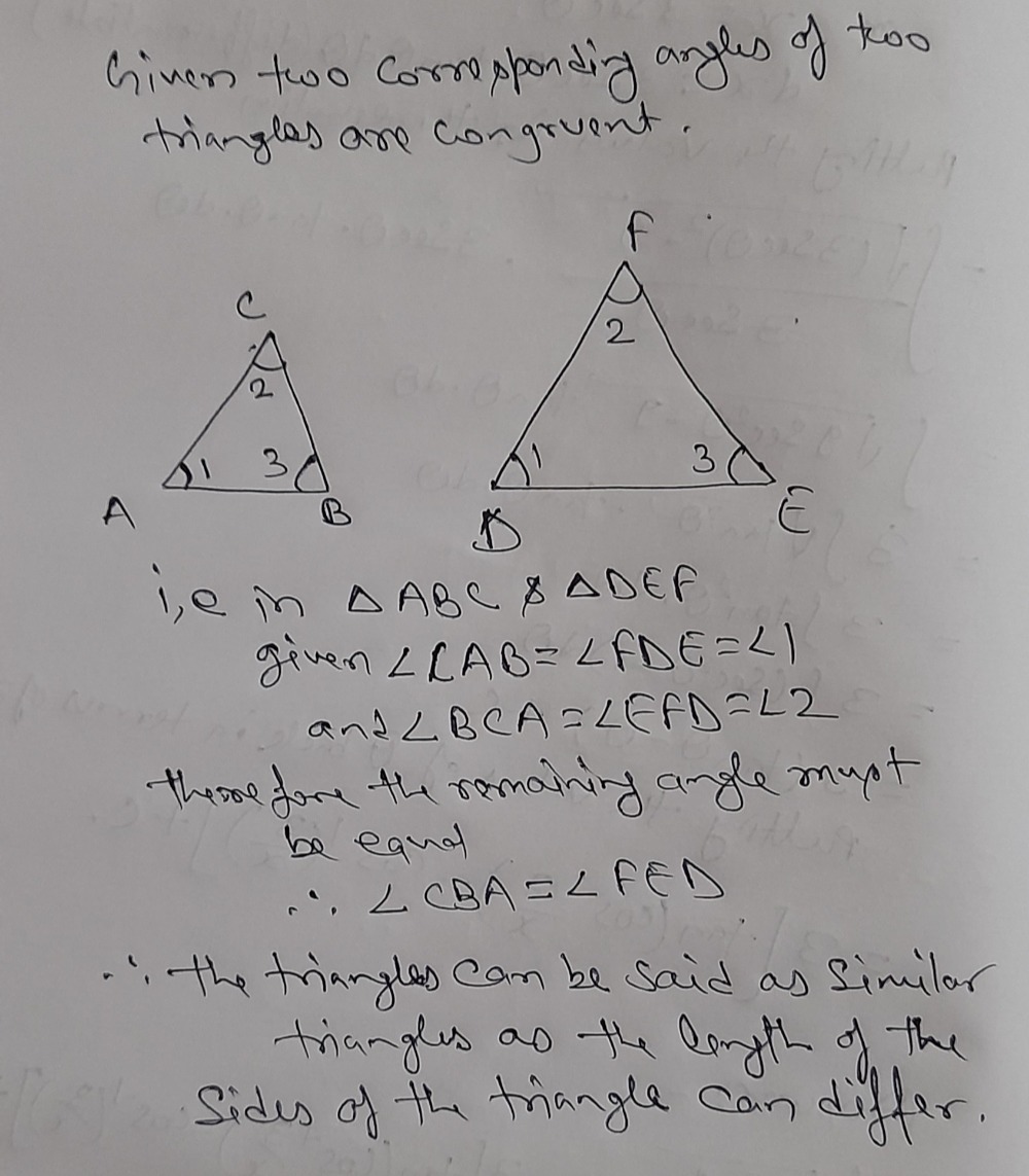 12 If Two Corresponding Angles Of Two Triangles A Gauthmath