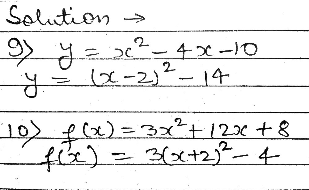 9 Transform Y X2 4x 10 Into The Form Y Ax H2 K A Gauthmath