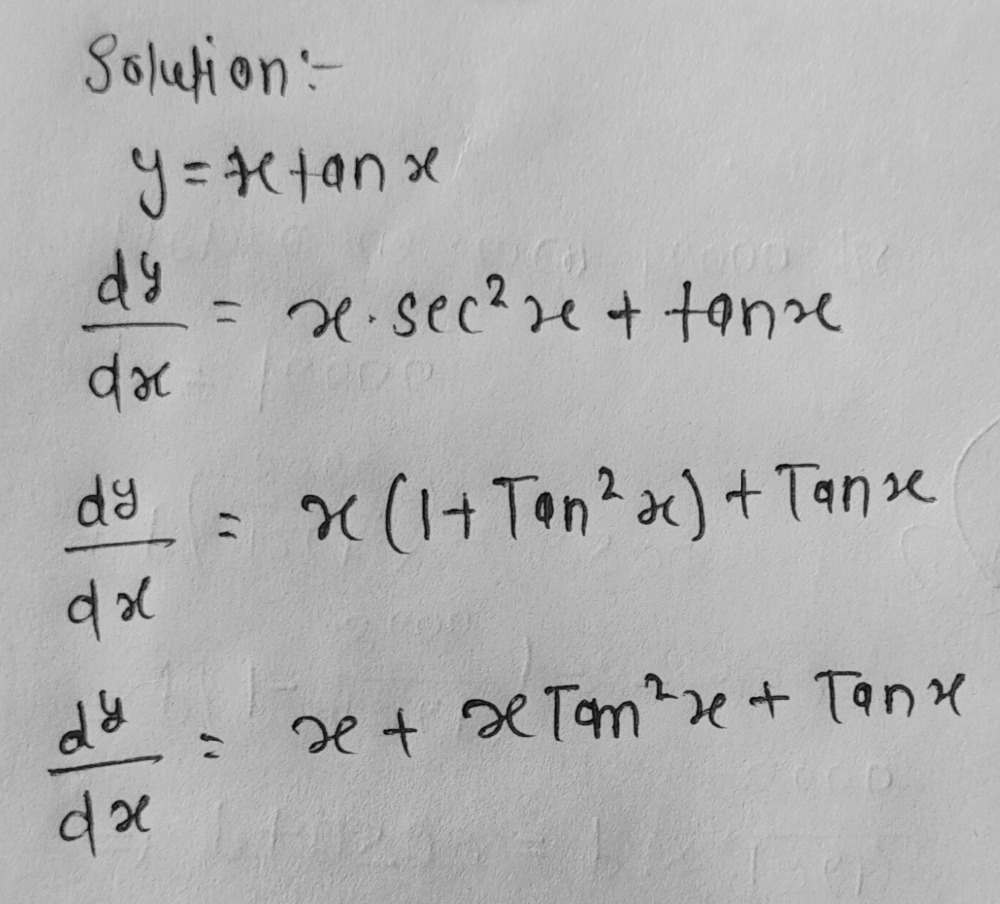 Find The Derivative Of Y X Tan X Gauthmath