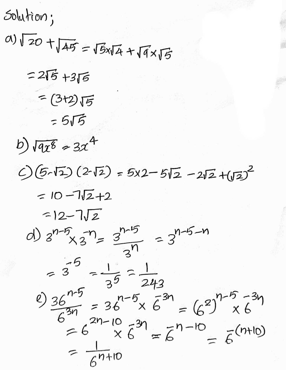 3 Simplify D 3n 5 3 N A Square Root Of Gauthmath