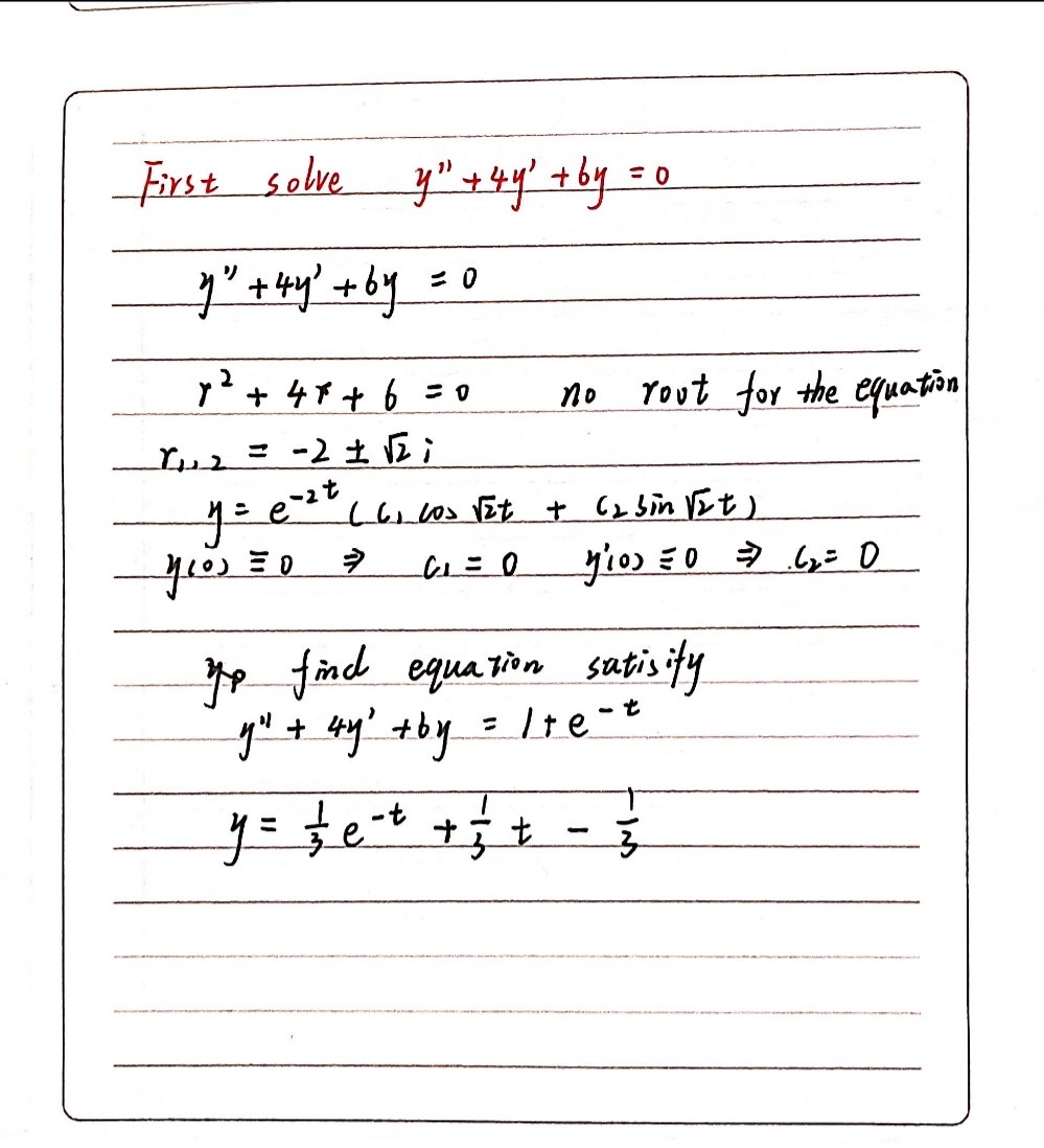 Solve Y 4y 6y 1 E T Y0 0 Y 0 0 Gauthmath