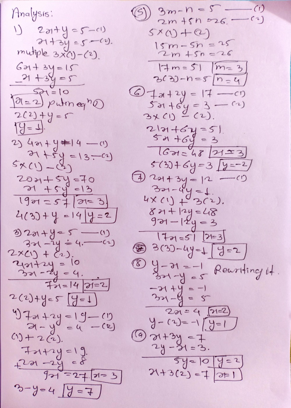 Exercise 02 01 Solve The Following Simultaneous Eq Gauthmath