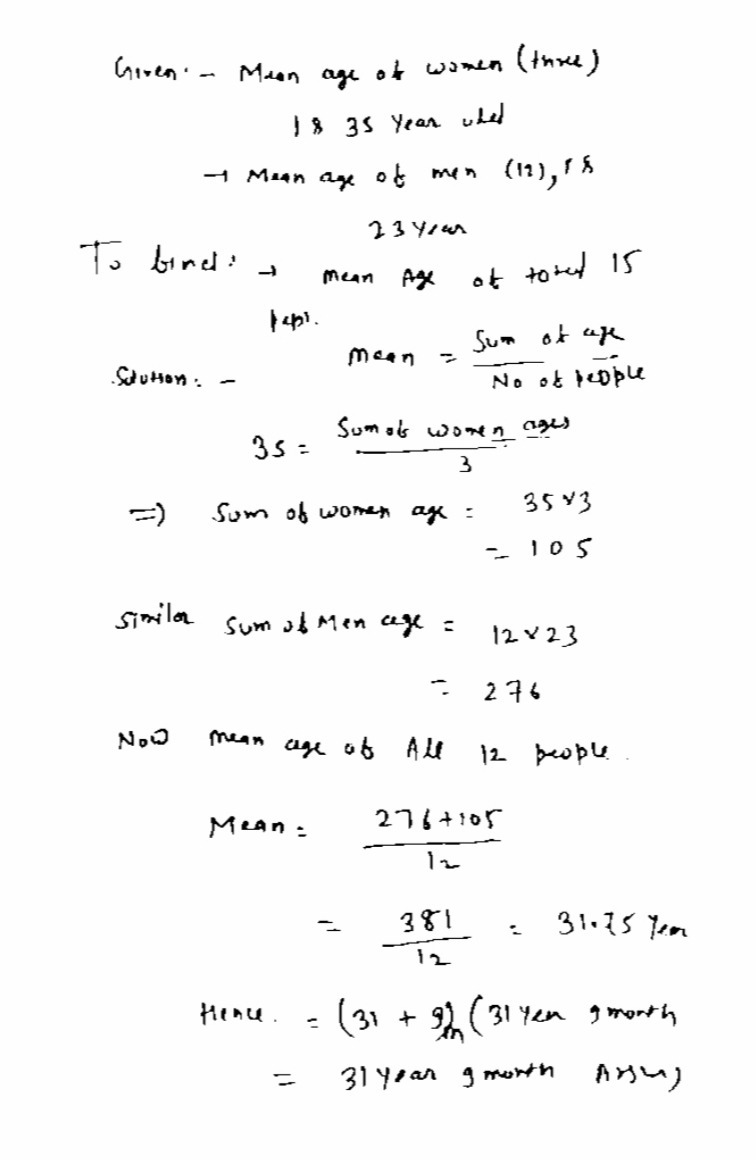 The Mean Age Of 3 Women In An Office Is 35 Years O Gauthmath