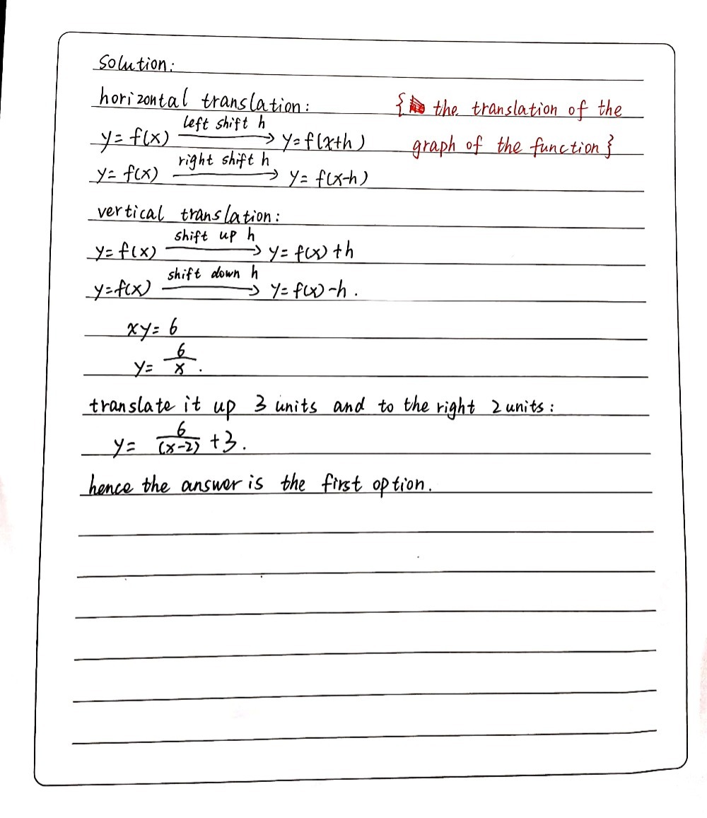The Graph Of Xy 6 Is Translated Up 3 Units And To Gauthmath