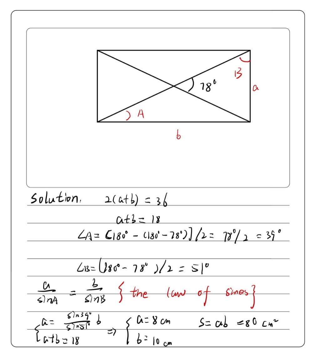 the-diagonals-of-a-rectangle-enclose-an-angle-of-m-gauthmath