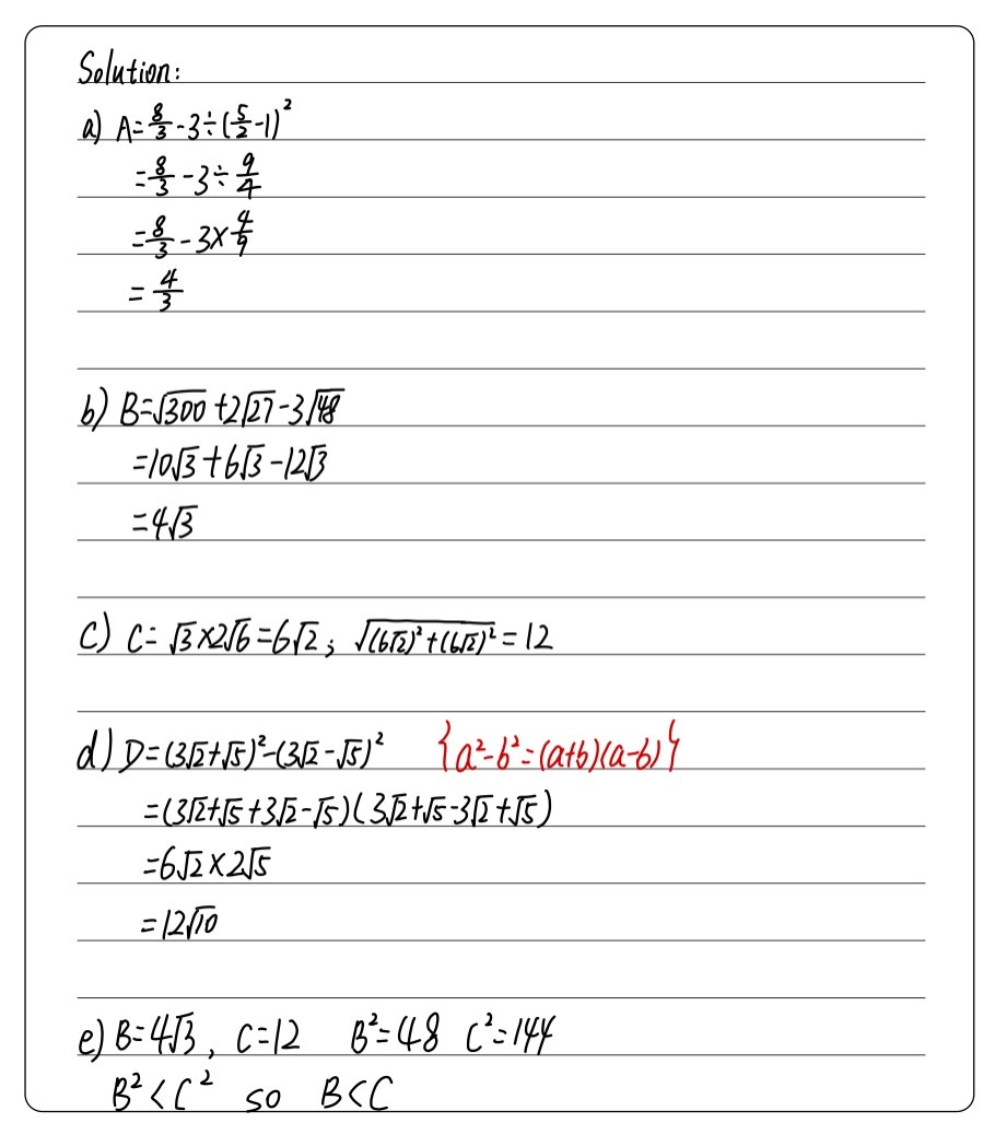 Il Given A 8 3 3 5 2 12 B Square Root Of Gauthmath