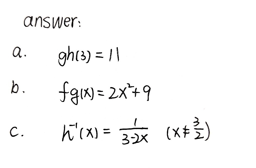 3 Fx 2x 5 Gx X2 2 Hx 3 2x A Find The Value Of Gh3 Gauthmath 3 Fx 2x 5 Gx X2 2 Hx 3 2x A Find The Value Of Gh3 Gauthmath