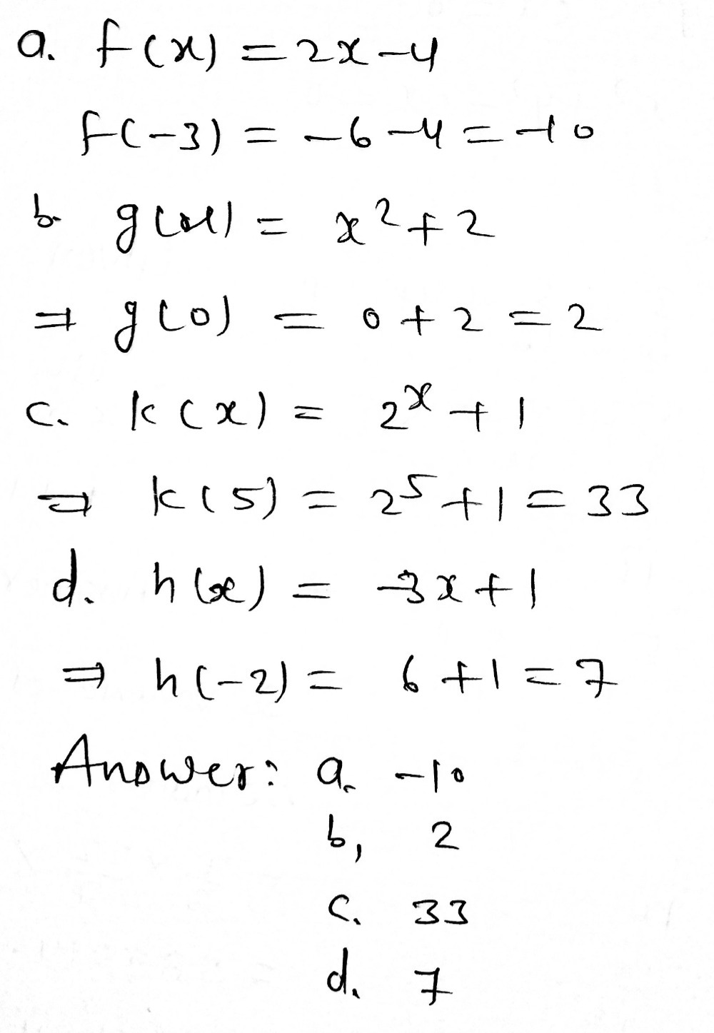 Given The Functions Fx 2x 4 Gx X2 2 Hx 3x 1 And K Gauthmath