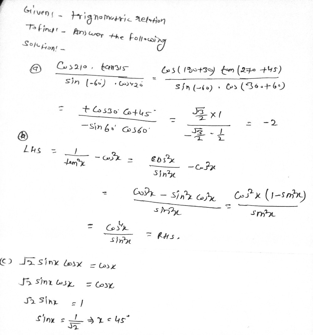 Simplify Without Using A Calculator Frac Cos 210 Gauthmath