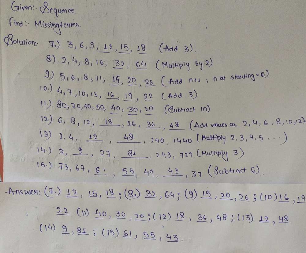 Ii Directions Find The Missing Terms Of The Sequ Gauthmath