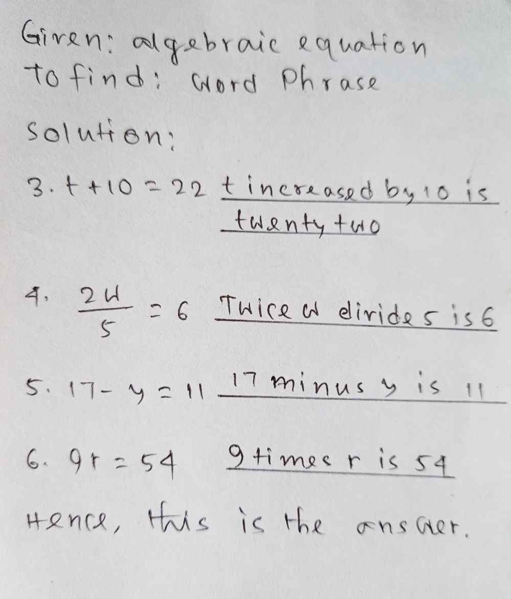 Algebraic Equation Word Phrase 1 X 5 14 X Increas Gauthmath