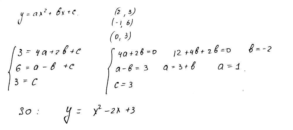 The Parabola Y Ax2 Bx C Passes Through The Points Gauthmath