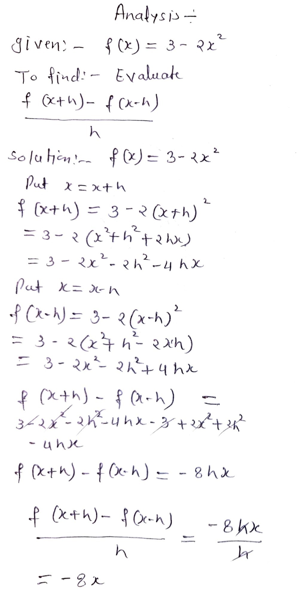 Frac Ffx 3 2x2 Thefx H Fx Hh N Evaluate Gauthmath