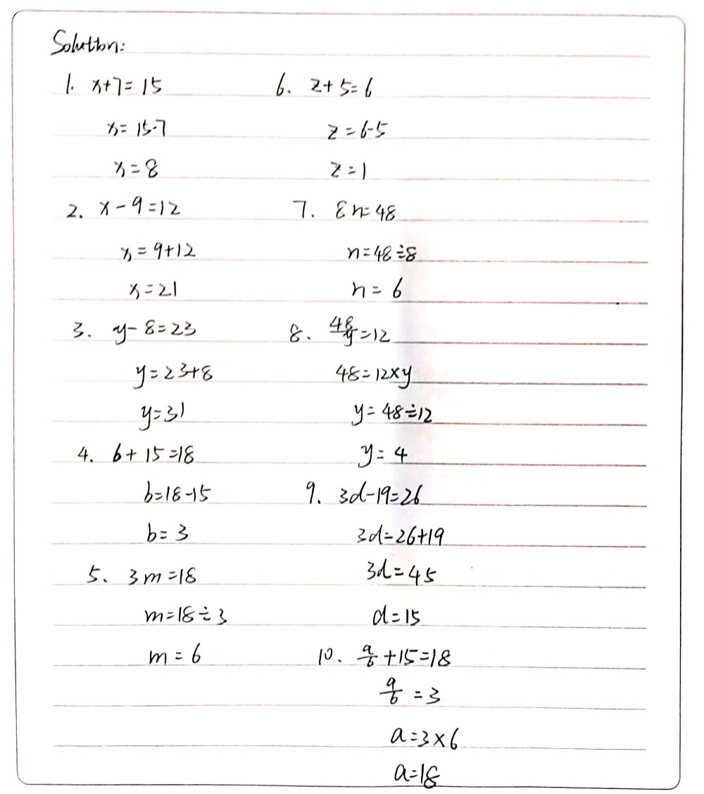 Ii Find The Value Of The Variable In Each Equatio Gauthmath