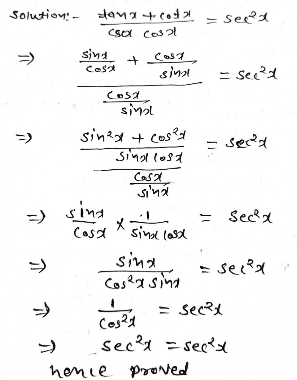 Prove The Trigonometric Identity Frac Tan X Cot X Gauthmath